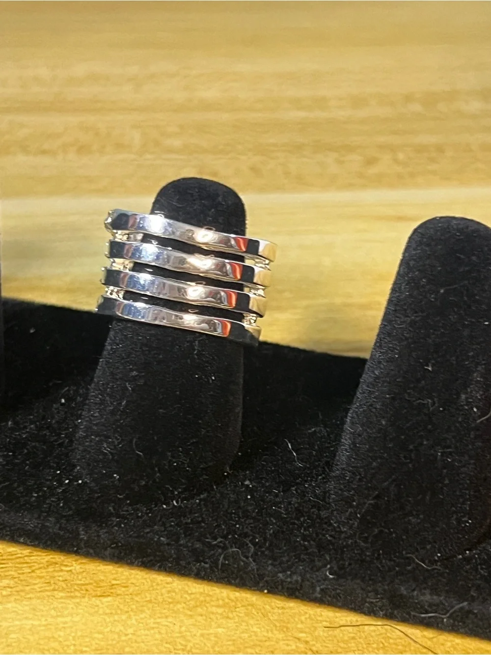 Swarovski Silver Crystal Cross-Over Band Ring